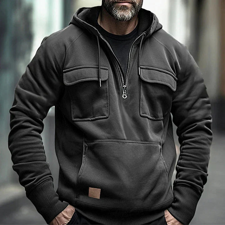 Men’s Tactical Half-Zip Hoodie | Utility Pockets | Brushed Fleece Lining