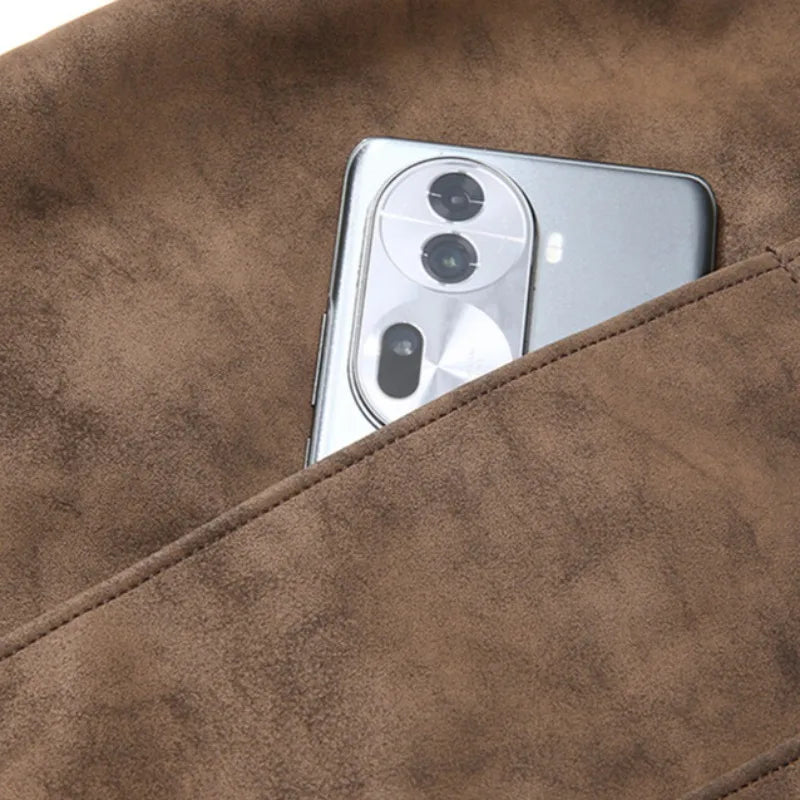 Men’s Suede Bomber Jacket | Zip-Front | Ribbed Hem & Cuffs