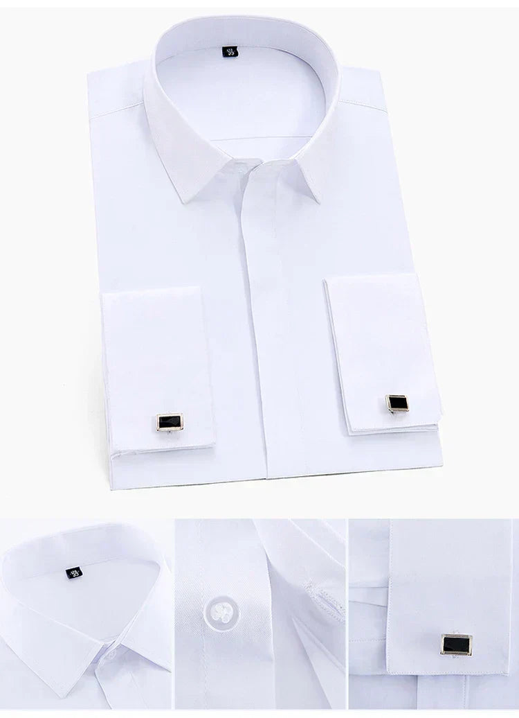 Men’s Formal Dress Shirt with Cufflinks | Slim Fit | Long Sleeve Business Shirt