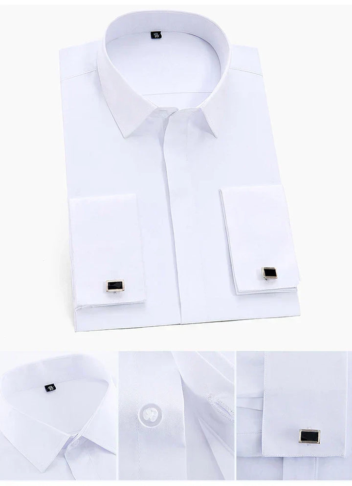 Men’s Formal Dress Shirt with Cufflinks | Slim Fit | Long Sleeve Business Shirt