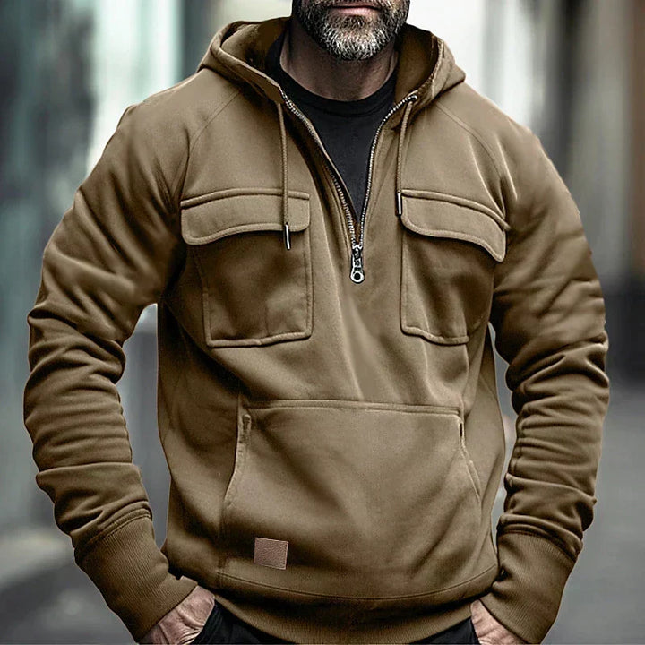 Men’s Tactical Half-Zip Hoodie | Utility Pockets | Brushed Fleece Lining