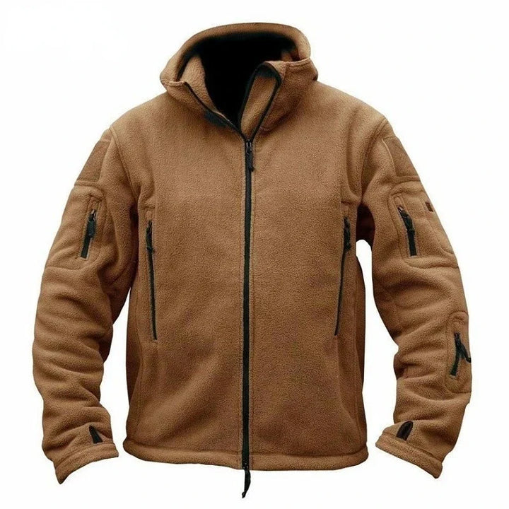Sweat à capuche tactique en polaire pour homme | Vêtement d'extérieur d'inspiration militaire | Veste utilitaire à fermeture éclair multiple