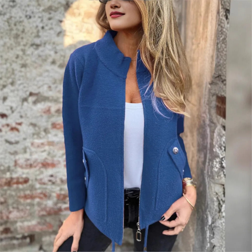 Alveria - Women's winter jacket with high collar and stylish pockets