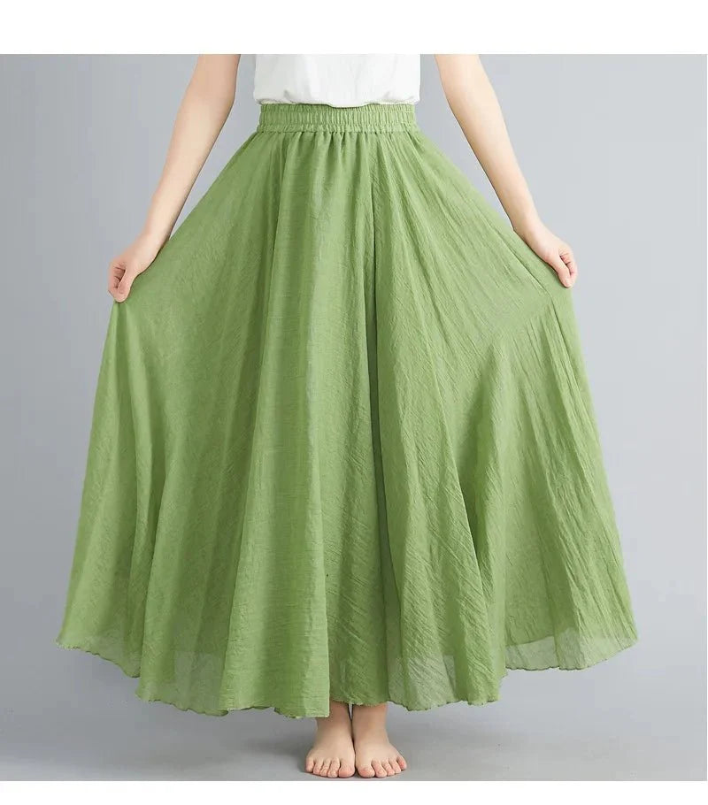 Flowy Crinkle Cotton Maxi Skirt | Elastic Waistband | Lightweight Drape