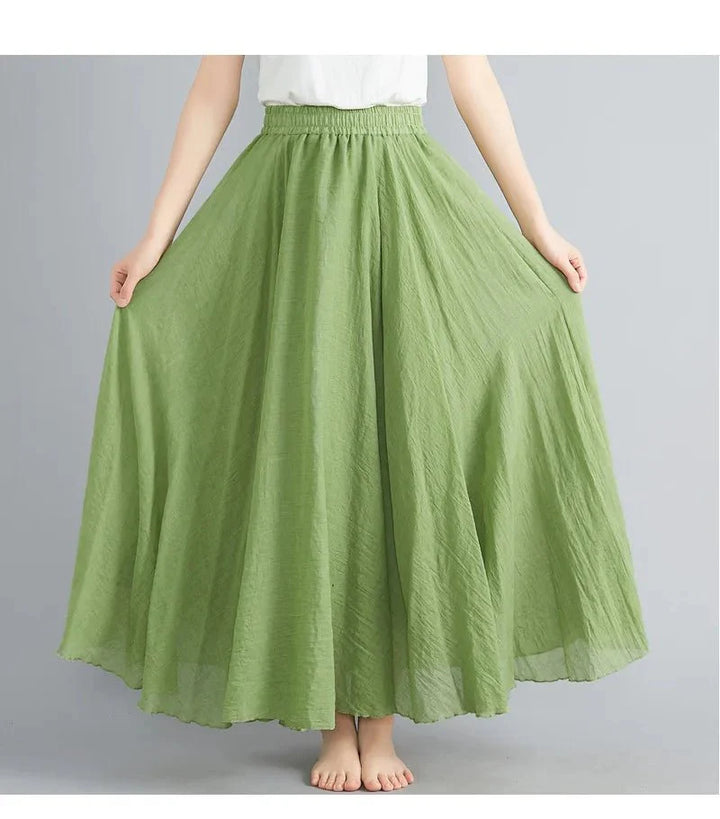 Flowy Crinkle Cotton Maxi Skirt | Elastic Waistband | Lightweight Drape
