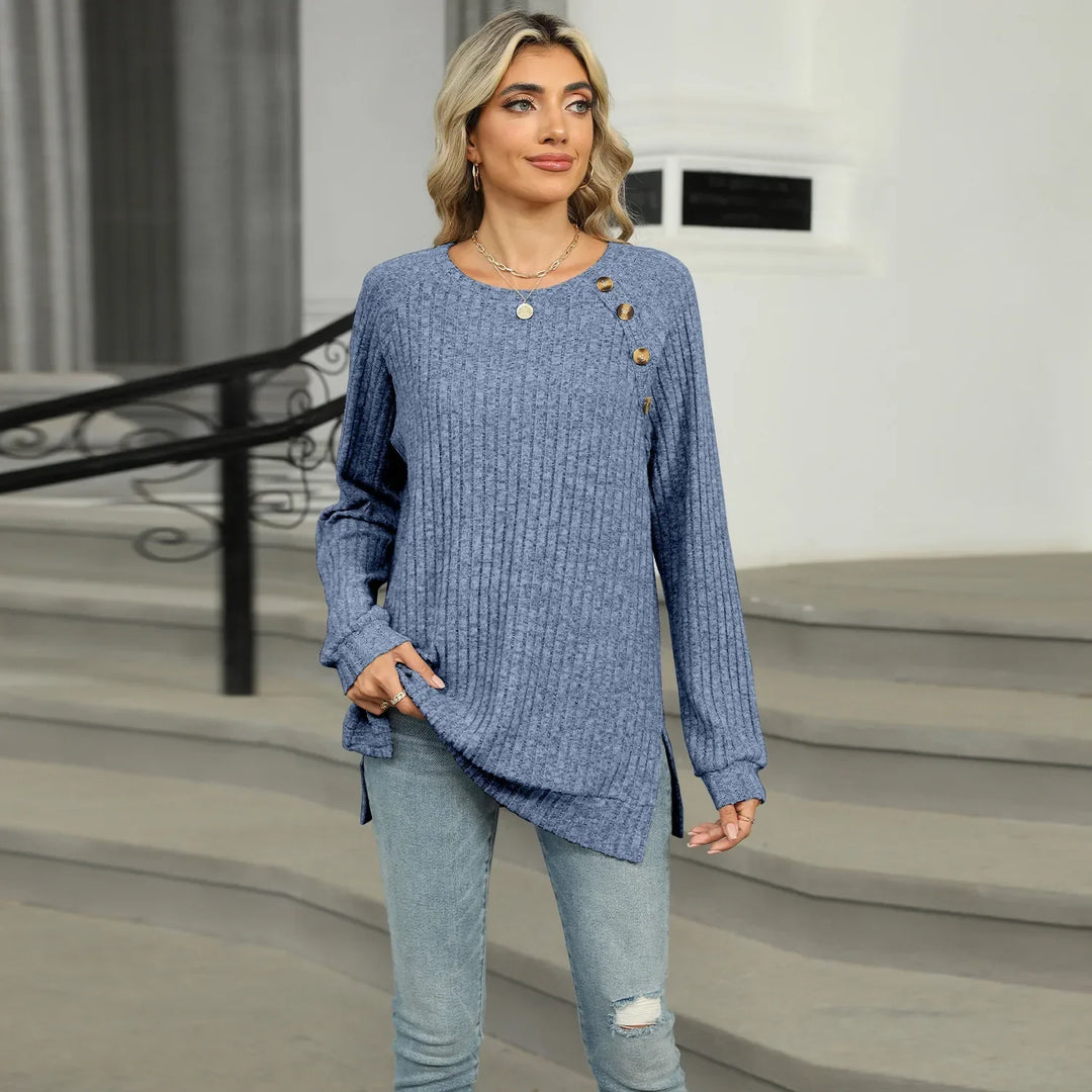 Aline - Elegant women's sweater with decorative buttons