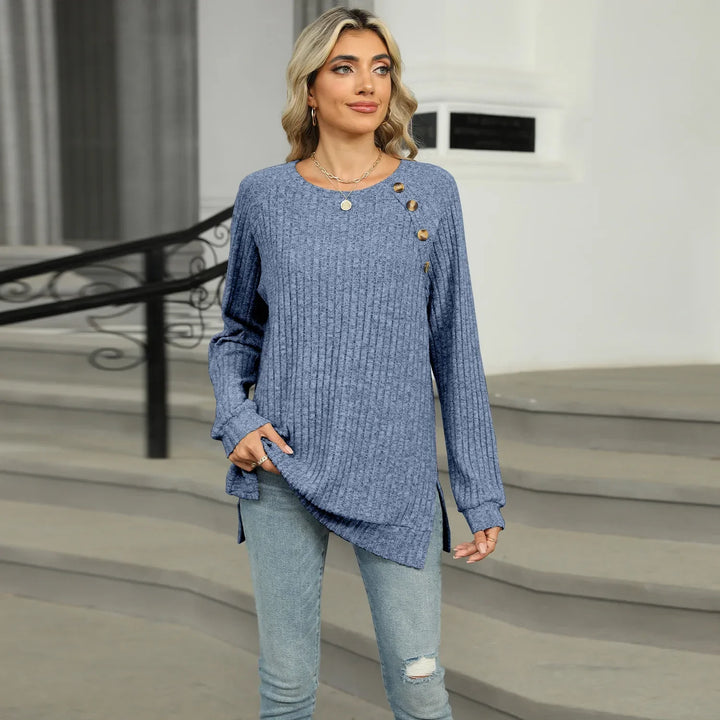 Aline - Elegant women's sweater with decorative buttons