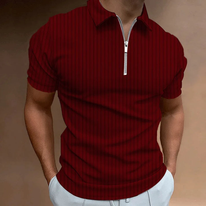 Men’s Ribbed Zip Polo Shirt | Stretch Knit | Slim Fit Summer Essential