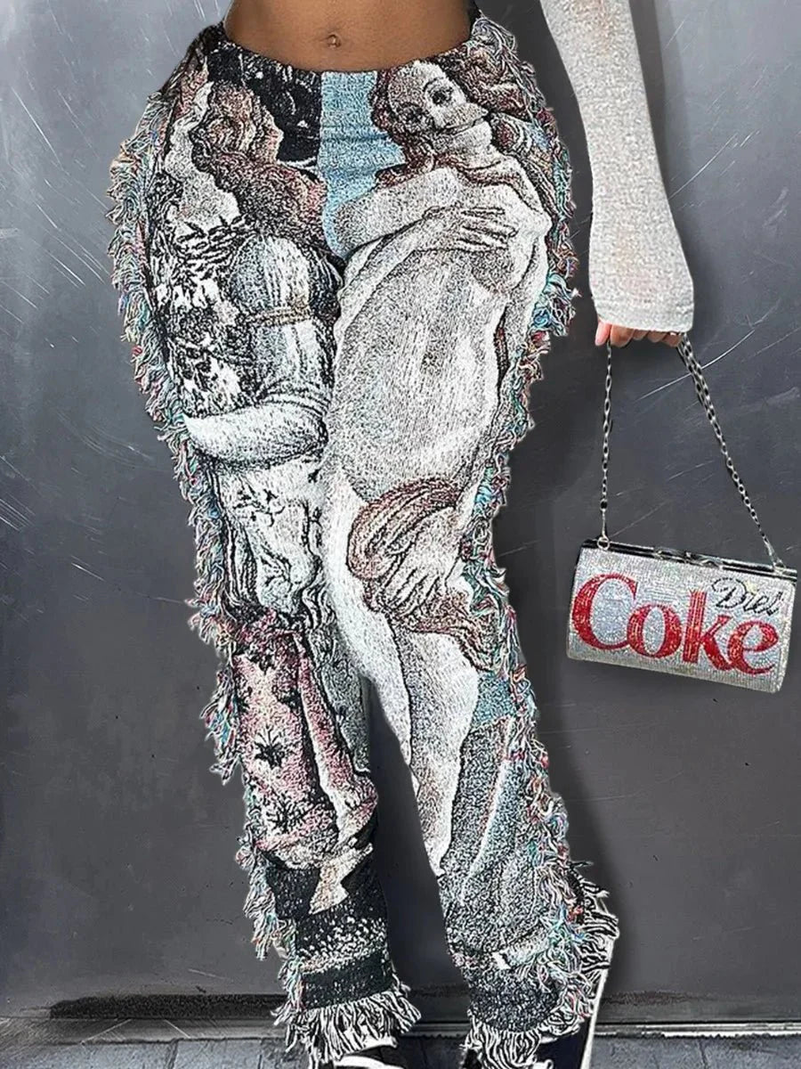 Streetwear Graphic Wide-Leg Pants | Bold Print Design | Relaxed Fit | Urban Statement