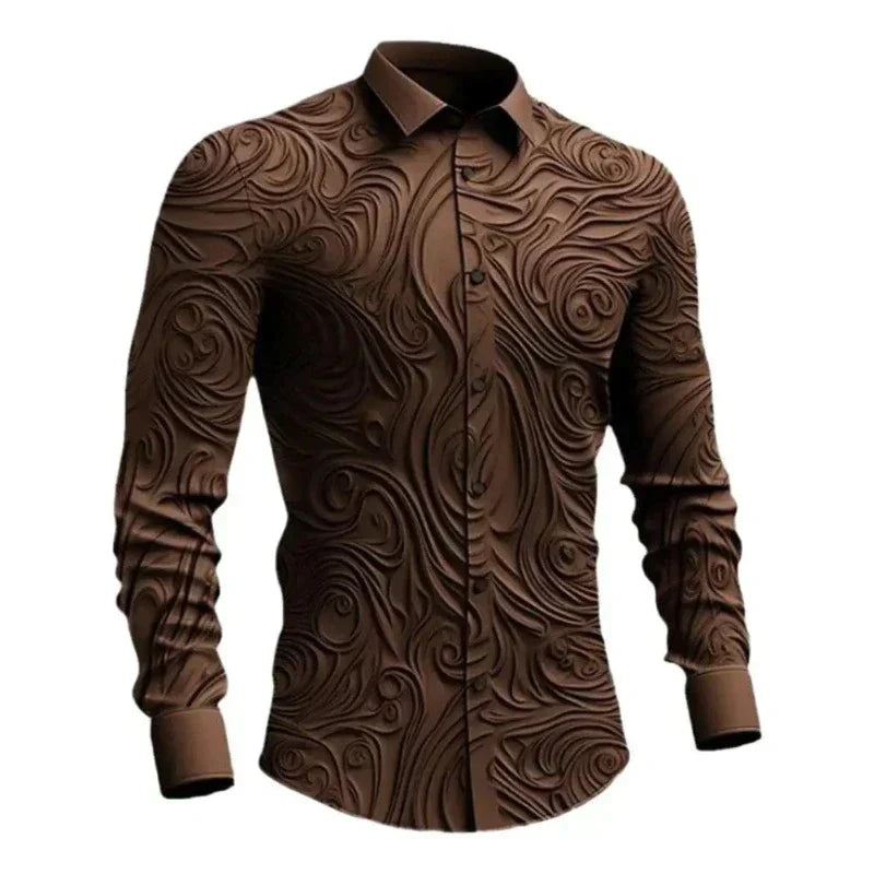 Men's Embossed Dress Shirt | Swirl Pattern | Slim Fit Formalwear