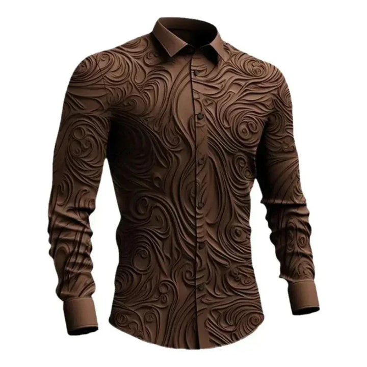 Men's Embossed Dress Shirt | Swirl Pattern | Slim Fit Formalwear