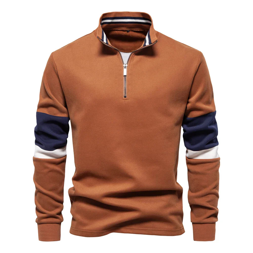 Men's Colourblock Quarter-Zip Pullover | Midweight Knit | Sport-Casual Layer