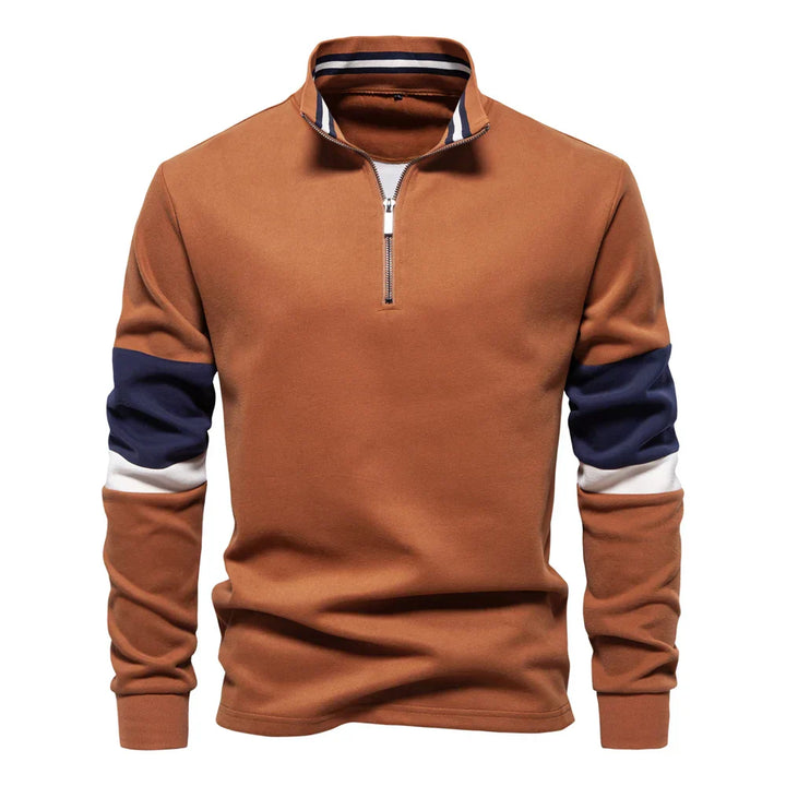 Men's Colourblock Quarter-Zip Pullover | Midweight Knit | Sport-Casual Layer