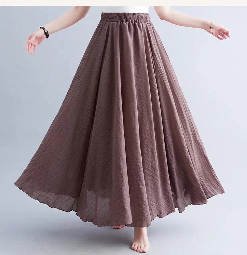 Flowy Crinkle Cotton Maxi Skirt | Elastic Waistband | Lightweight Drape