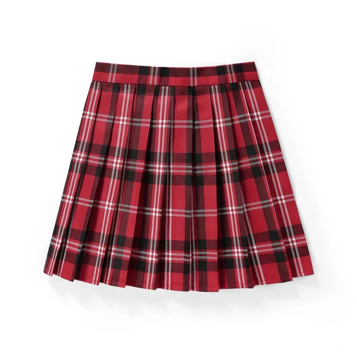 Mini-jupe plissée à carreaux | Taille haute | Coupe trapèze classique