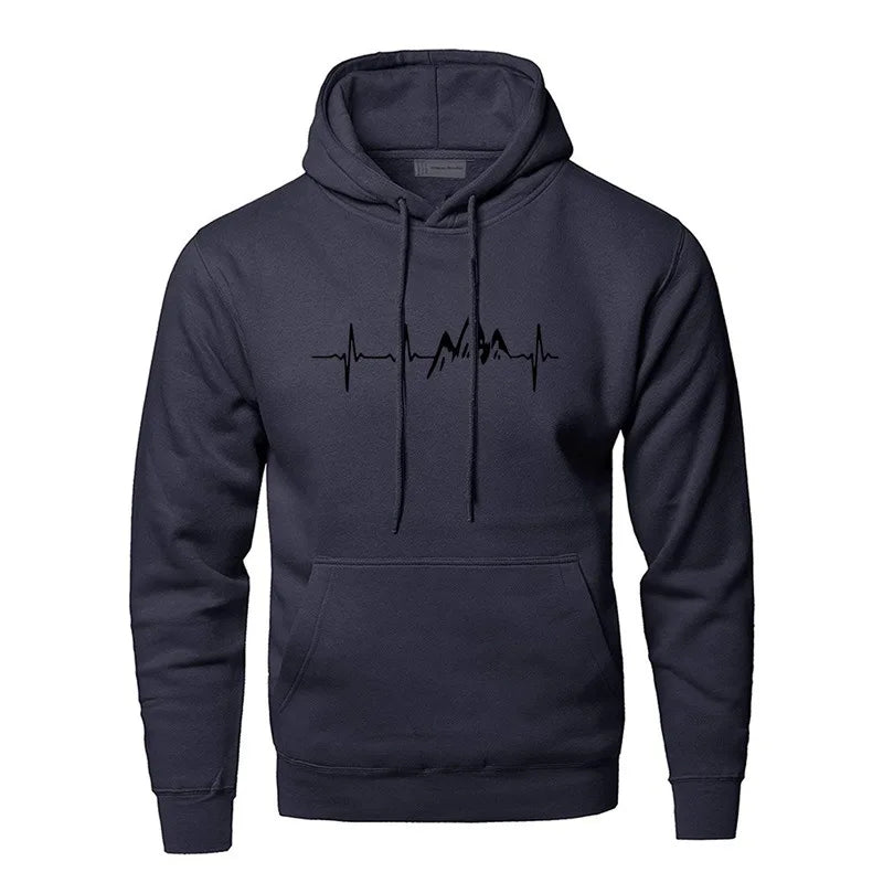 Sweat à capuche graphique pour homme | Imprimé Cœur de montagne | Pull en polaire mi-saison
