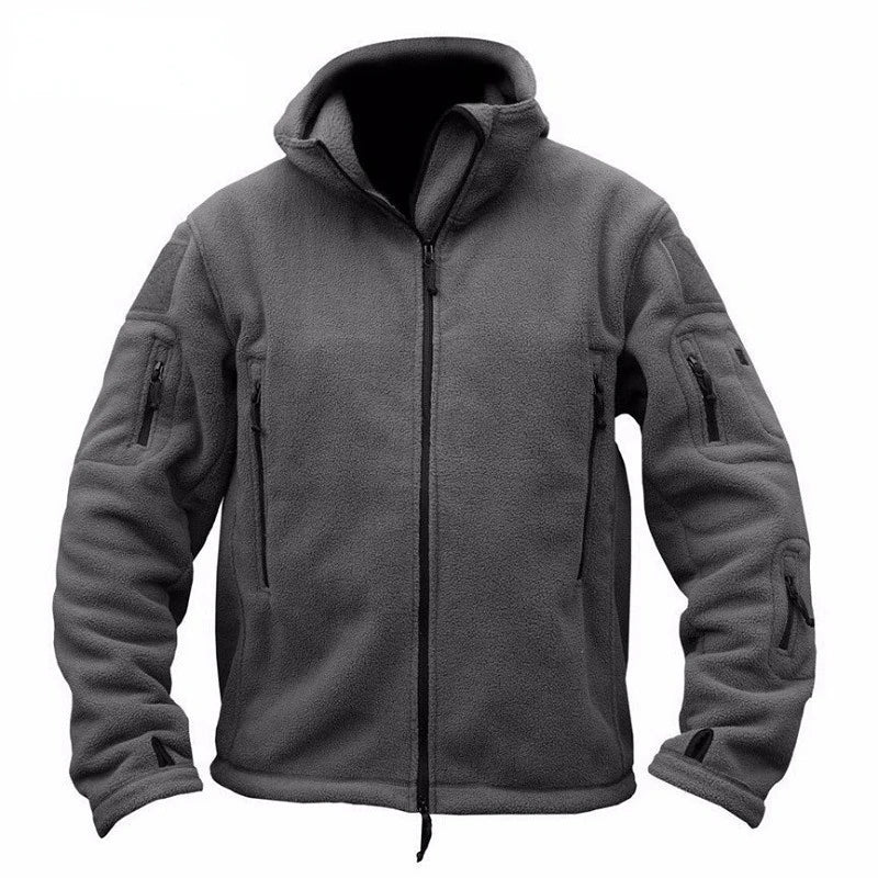 Sweat à capuche tactique en polaire pour homme | Vêtement d'extérieur d'inspiration militaire | Veste utilitaire à fermeture éclair multiple