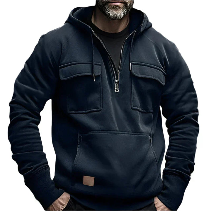 Men’s Tactical Half-Zip Hoodie | Utility Pockets | Brushed Fleece Lining