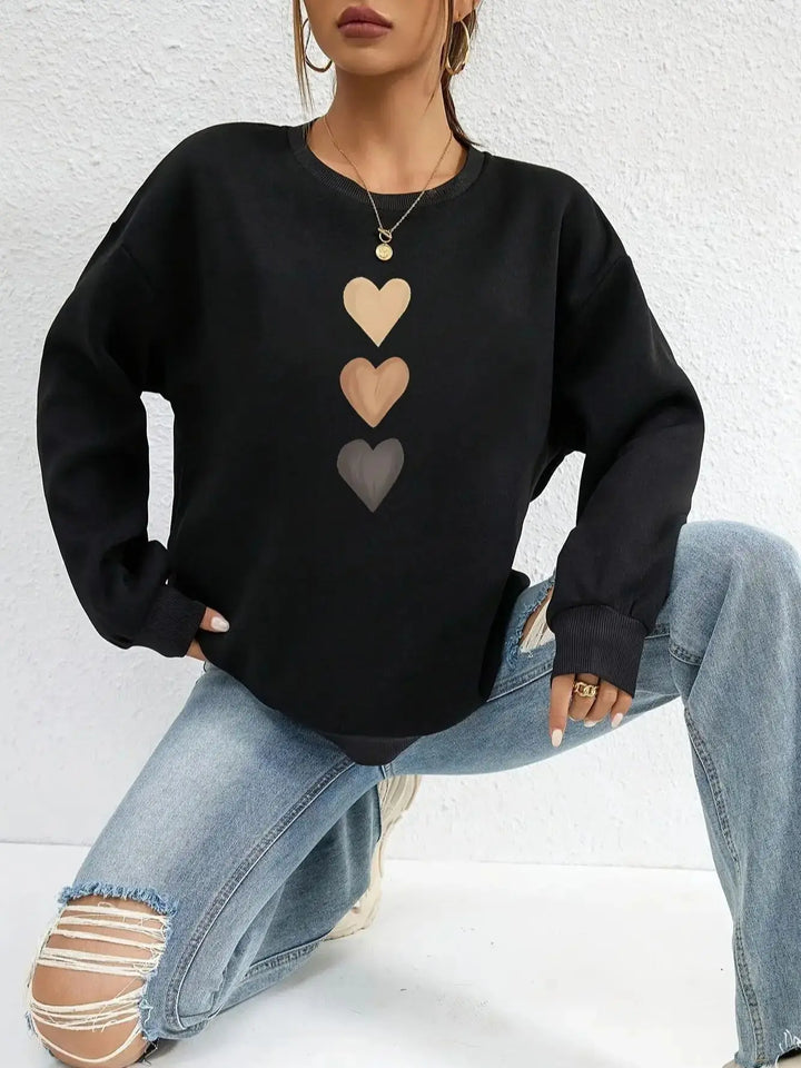 Belle - Women's Sweatshirt with Three Hearts Print