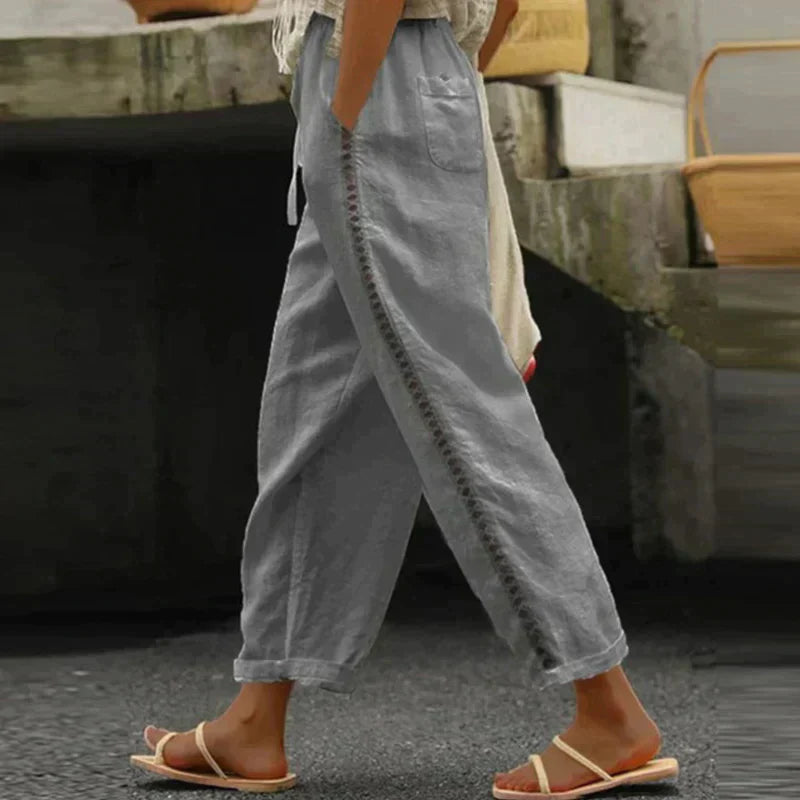 Linen-Blend Drawstring Pants | Relaxed Fit | Lightweight Summer Casual
