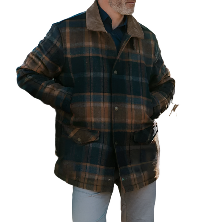 Surchemise en flanelle brossée pour homme | Chemise à carreaux boutonnée | Vêtement chaud de mi-saison