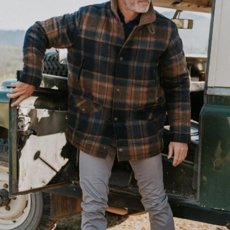 Surchemise en flanelle brossée pour homme | Chemise à carreaux boutonnée | Vêtement chaud de mi-saison