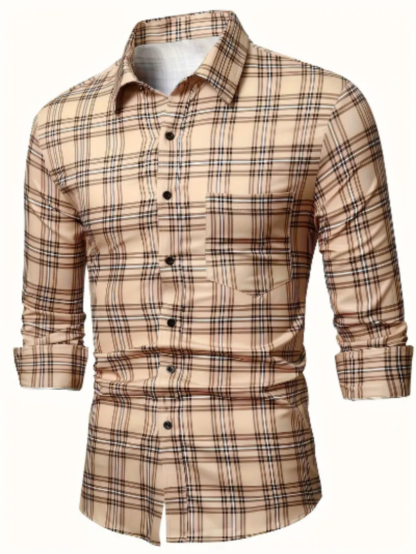 Men’s Slim Fit Button-Up Shirt | Plaid Stretch Cotton | Casual Workwear Canada