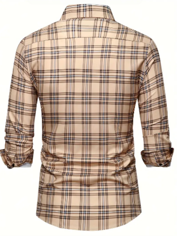 Men’s Slim Fit Button-Up Shirt | Plaid Stretch Cotton | Casual Workwear Canada