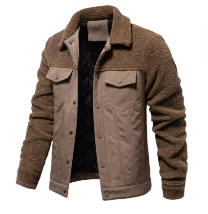 Veste en toile doublée sherpa pour homme | Vêtements d'extérieur chauds et décontractés | Automne-Hiver Canada