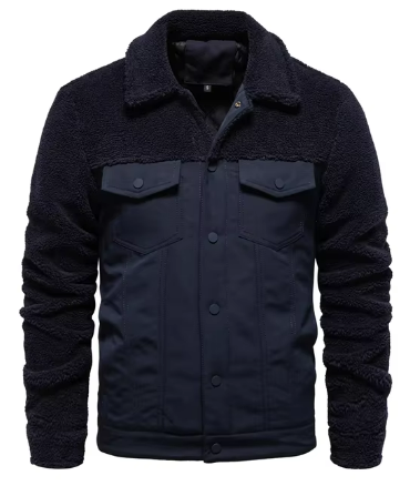 Veste en toile doublée sherpa pour homme | Vêtements d'extérieur chauds et décontractés | Automne-Hiver Canada