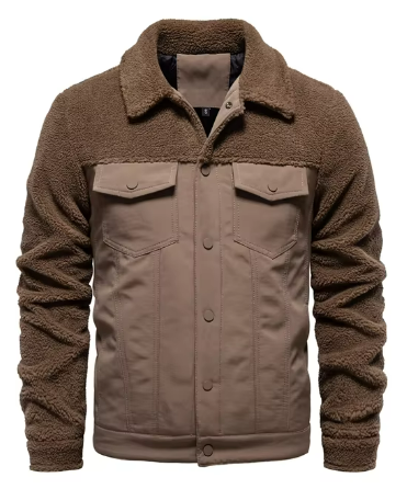 Veste en toile doublée sherpa pour homme | Vêtements d'extérieur chauds et décontractés | Automne-Hiver Canada