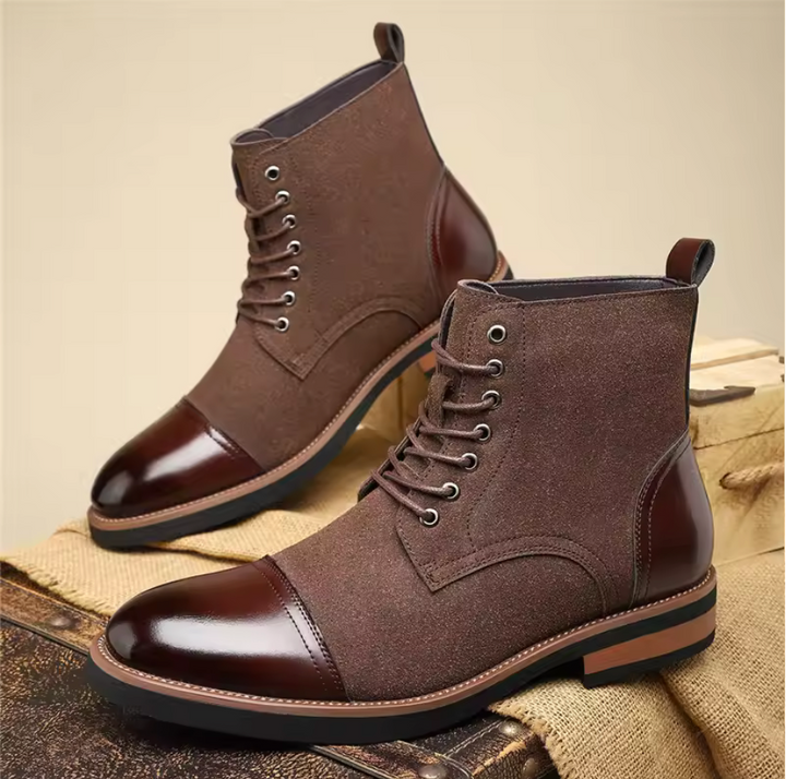 TWO-TONE SUEDE BOOTS