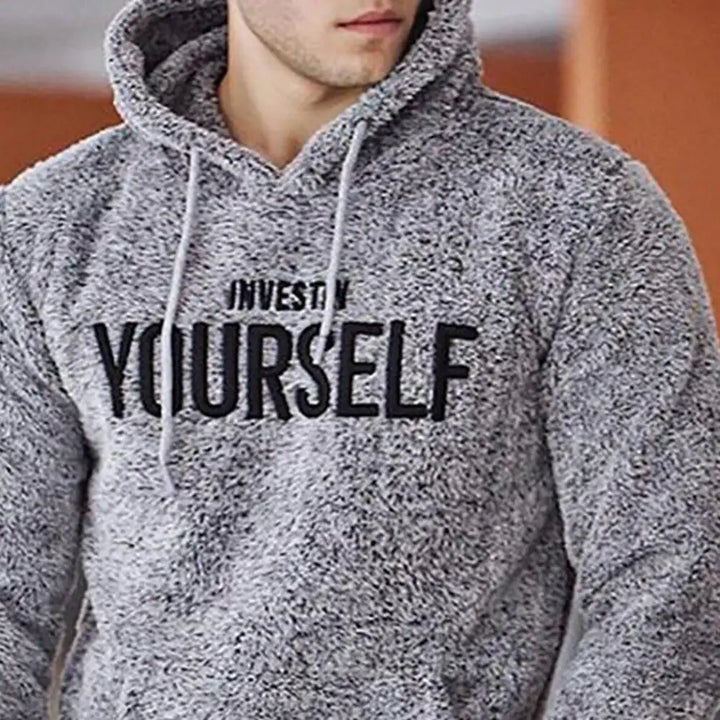 Men's Motivational Graphic Hoodie | “Invest in Yourself” Print | Fleece Pullover
