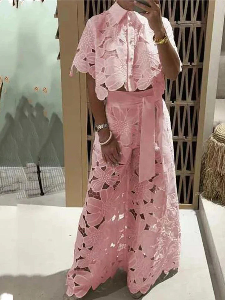 Raïssa - Women's Lace Set with Cutouts - 2 Pieces