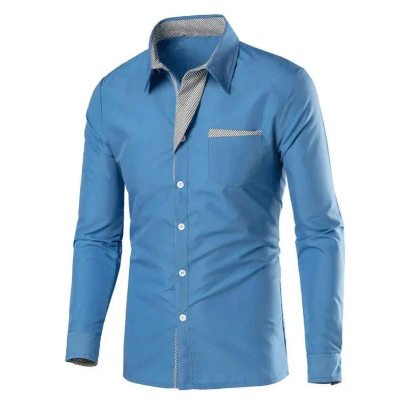 Men’s Contrast Dress Shirt | Slim Fit Button-Up | Two-Tone Business Casual Shirt