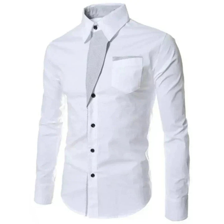 Men’s Contrast Dress Shirt | Slim Fit Button-Up | Two-Tone Business Casual Shirt