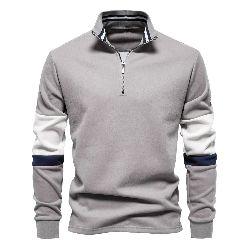 Men's Colourblock Quarter-Zip Pullover | Midweight Knit | Sport-Casual Layer