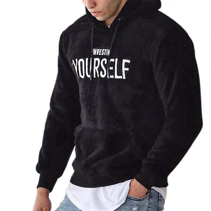 Men's Motivational Graphic Hoodie | “Invest in Yourself” Print | Fleece Pullover