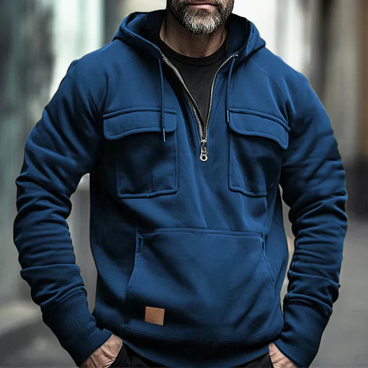 Men’s Tactical Half-Zip Hoodie | Utility Pockets | Brushed Fleece Lining
