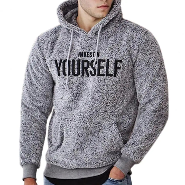 Men's Motivational Graphic Hoodie | “Invest in Yourself” Print | Fleece Pullover