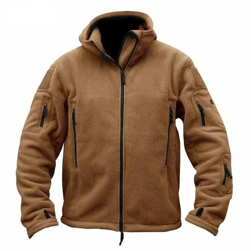 Sweat à capuche tactique en polaire pour homme | Vêtement d'extérieur d'inspiration militaire | Veste utilitaire à fermeture éclair multiple