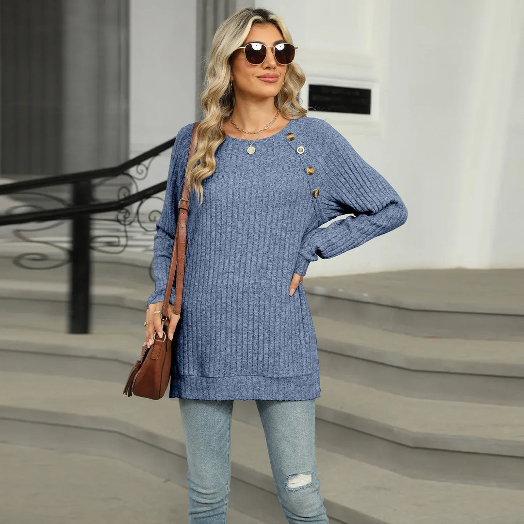 Aline - Elegant women's sweater with decorative buttons