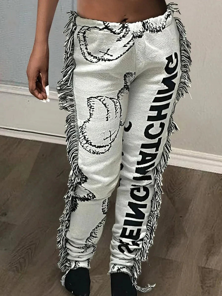 Streetwear Graphic Wide-Leg Pants | Bold Print Design | Relaxed Fit | Urban Statement