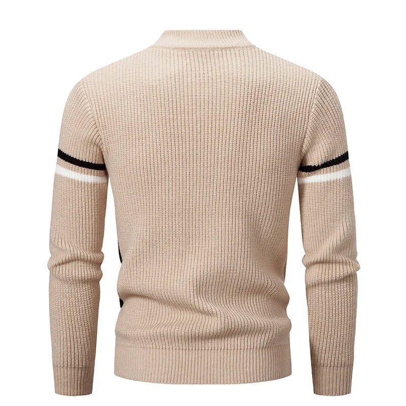 Colourblock Ribbed Turtleneck Sweater | Slim Fit with Midweight Stretch
