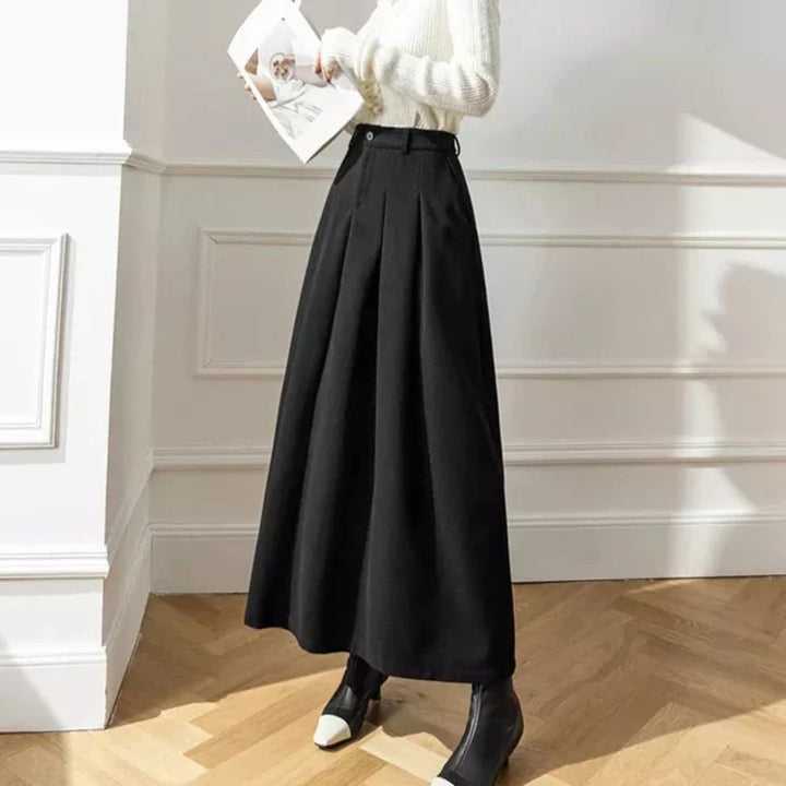 High-Waisted Pleated Maxi Skirt | Wool Blend | Elegant Fall and Winter Style