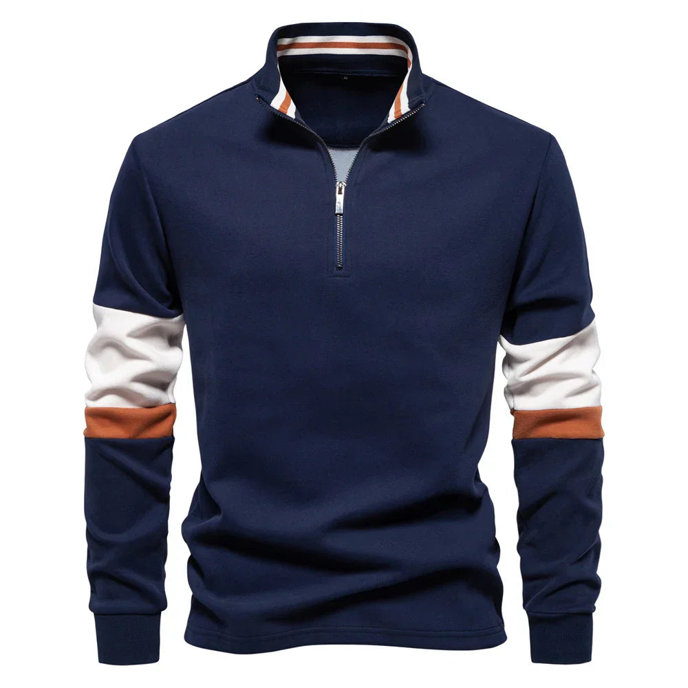 Men's Colourblock Quarter-Zip Pullover | Midweight Knit | Sport-Casual Layer