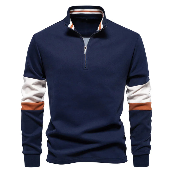 Men's Colourblock Quarter-Zip Pullover | Midweight Knit | Sport-Casual Layer