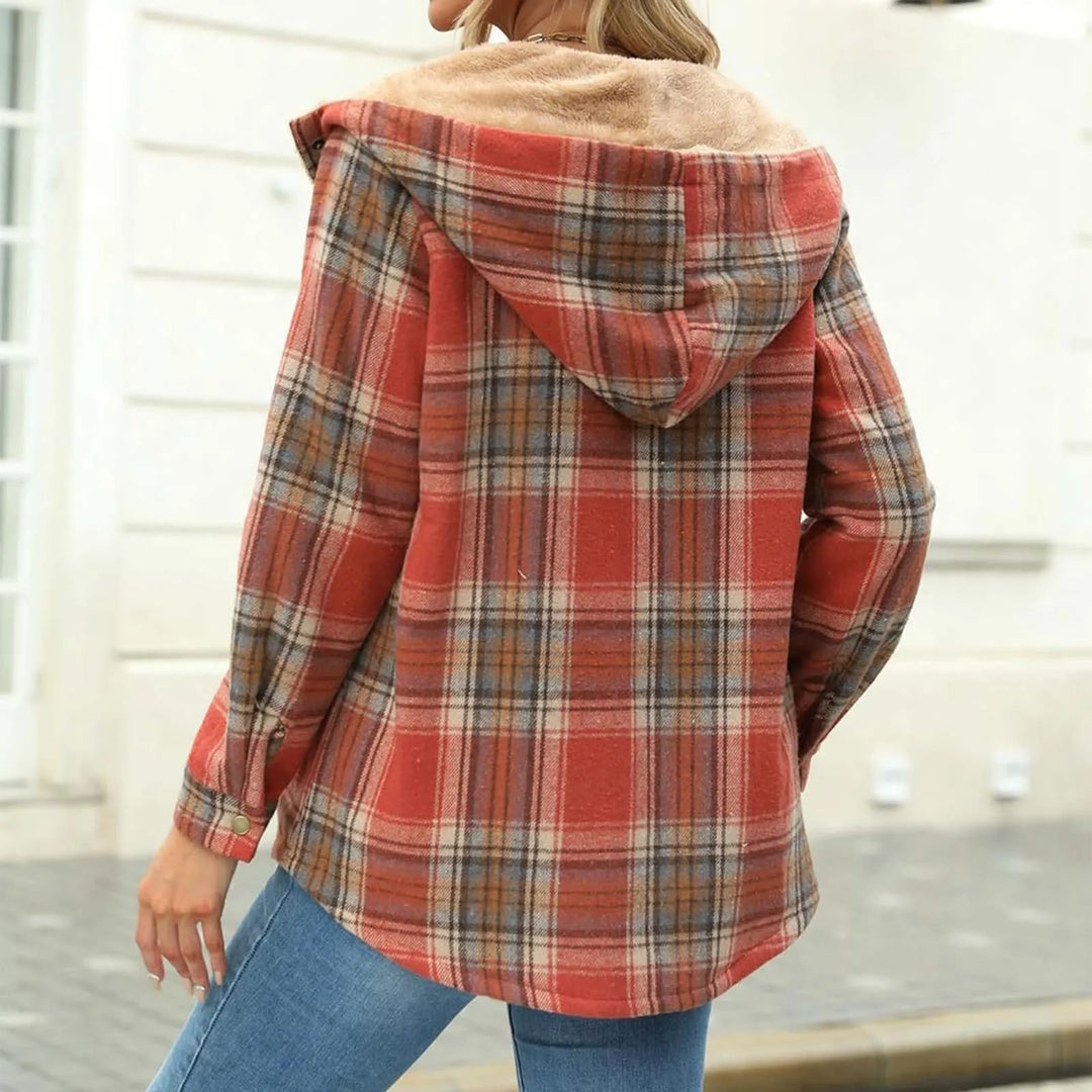 Agathe - Fleece-Lined Checked Jacket with Hood