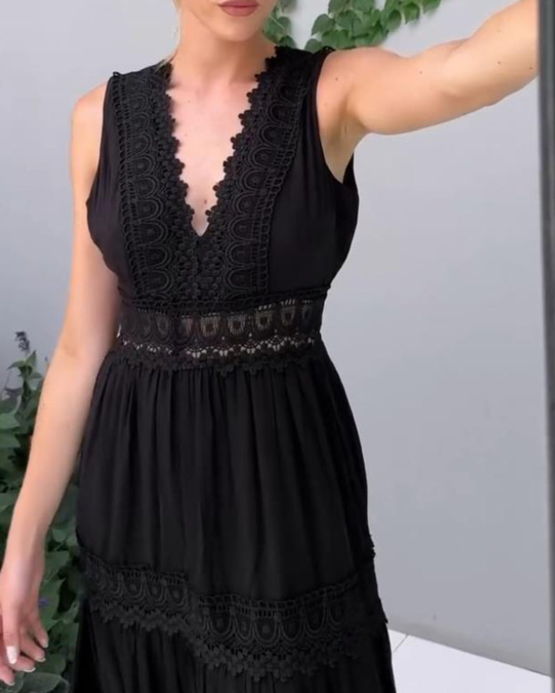 Mirna - Lace Tank Dress with V-Neckline