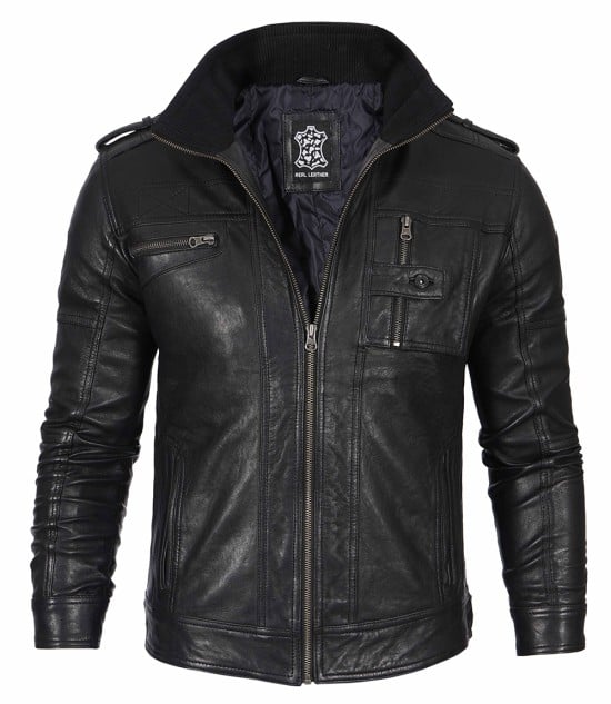 Men’s Faux Leather Jacket | Zip-Up Biker Style with Pockets | Casual Outerwear Canada
